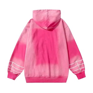 Sweat-shirt à capuche unisexe rose tie-dye motif toile d'araignée délavé à l'acide, coupe oversize décontractée, idéal automne-hiver, avec poches, coupe classique - Product Image 2