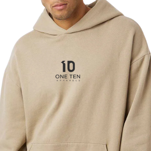 Sweat-shirt à capuche mi-lourd 280 g/m² pour homme, couleur sable, en molleton de coton premium, style streetwear décontracté, logo personnalisé OEM ODM - Product Image 3