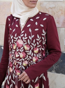 Abaya Holgada de Rayón con Bordado Floral, Larga hasta el Suelo, de Manga Larga, Modesta, para Eid, Ramadán, Oración, Vestido de Noche para Mujer - Product Image 2
