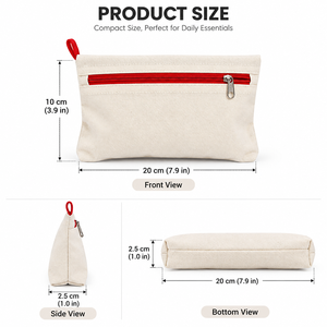 Beena's Canvas Cosmetic Bag Small Zipper Closure Reusable Water Resistant Durable Portable <b>Makeup</b> Pouch Minimalist Style - Product Image 2