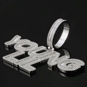 Collar con Colgante de Letra YOUNG LIL, Chapado en Rodio, con Moissanita y Circonitas, Estilo Hip Hop, para Hombre - Product Image 4