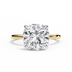 Anillo de Compromiso Clásico de Oro Amarillo de 14K con Corte Cojín de 2.5 CT, Diamante Cultivado en Laboratorio con Certificación IGI, Regalos de Aniversario y Boda - Product Image 1