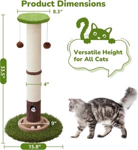 Griffoir pour chat de grande taille avec jouet à balle sur rail, robuste, plus épais, grand diamètre, en sisal naturel, pour intérieur - Product Image 6