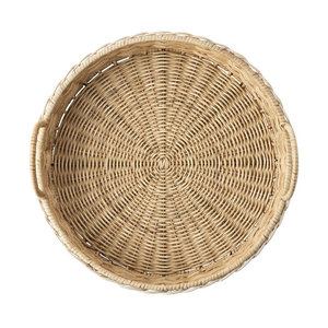 Whitewash 16\" Rattan <b>Circle</b> <b>Tray</b>-Home Decor Serving <b>Tray</b> and Ottoman <b>Tray</b> Decorative <b>Trays</b> - Product Image 5