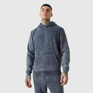 Conjunto de Sudadera con Capucha y Pantalones Deportivos Personalizados con Efecto Desgastado por el Sol, Lavado Ácido, con Cierre de Cremallera, para Hombre - Product Image 2