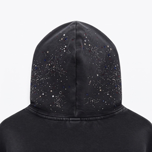 Women's <b>Vintage</b> Washed Rhinestone Star Embellished Zip Up Hoodie <b>Oversized</b> Streetwear <b>Sweatshirt</b> - Product Image 3