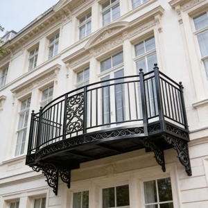 Victorian-style wrought iron balcony railing; rust-resistant,<b>wall</b>-<b>mounted</b> design; easy to assemble; suitable for outdoor spaces - Product Image 6