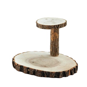 Un côté pilier couleur 2 niveaux en bois rond gâteau support fleur romantique fait à la main articles personnalisés - Product Image 1