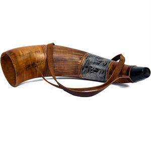 Auténtico cuerno de buey vikingo trompeta cuerno guerra soplador pulido a mano con incrustaciones de ágata natural - Product Image 1