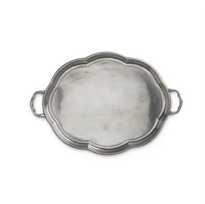 Plateau décoratif rond en métal personnalisable en gros avec poignées plaquées or, style glamour, emballage individuel - Product Image 4