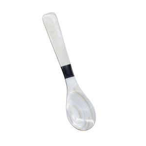 Fine Art Handmade MOP <b>Shell</b> Spoon Fish Flower Long Handle <b>Mirror</b> Polish Custom Logo Engraved Tasting Tool Storage - Product Image 2