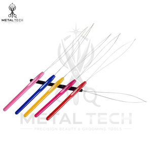 Factory Custom Logo Hair Extension Loop <b>Needle</b> Wire Pulling Hook Tool For Micro Ring <b>Bead</b> Extension Salon Accessories - Product Image 2