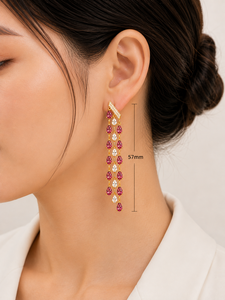 Boucles d'oreilles pendantes en argent sterling 925 plaqué or 18 carats avec pierres de zirconium cubique en forme de poire pour femme, cadeau d'anniversaire - Product Image 3