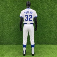 Maillot de baseball pour homme Topline TONE, blanc et bleu, imprimé par sublimation, motif 3D, tissu en maille, col en V, manches courtes, respirant
