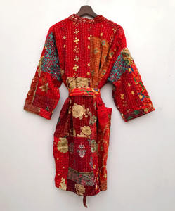 Batas Kimono de Algodón para Mujer con Bordado y Patchwork Kantha, Tallas Grandes, para Verano y Otoño, Ropa de Playa - Product Image 5