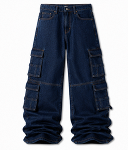 Jeans Cargo de Alta Calidad para Hombre, Cintura Baja, Pierna Recta, Pantalones de Mezclilla, Ropa Casual de Calle - Product Image 3