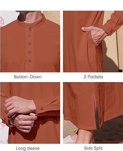 Ropa Islámica para Hombre OEM, Nuevo Diseño Elegante, Jubba Thobes de Algodón, Kurta Musulmana, Jubba Thawb Marroquí Saudí - Product Image 2