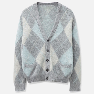Custom Embroidery <b>Mens</b> Cardigan High Quality Mohair <b>Mens</b> Sweater Wool Blends Knitted With Button Sweater - Product Image 5