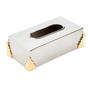 Boîte à mouchoirs rectangulaire en métal au design classique, dorée, pour salle de bain, table, distributeur de mouchoirs pour la maison et l'hôtel, en solde - Product Image 3