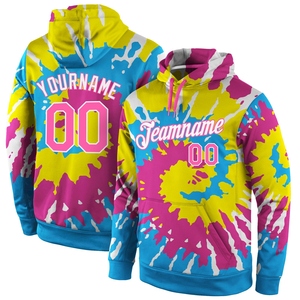 Wholesale Direct Industry New Design Custom Stitched Tie Dye <b>Pink</b>-White 3D Pattern Design Sports Pullover <b>Sweatshirt</b> Hoodie - Product Image 1