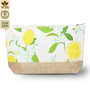 Pochette cosmétique personnalisée en toile de jute avec fermeture éclair 28x16x6cm, sac de voyage imprimé pour maquillage et articles de toilette, vente en gros, fabricant OEM, marque privée - Product Image 2