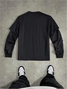 Men's Letter Graphic Tees Crew Neck Long Sleeve 2 in 1 T Shirt Tops Streetwear - Product Image 5
