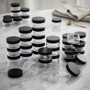 Bocaux en plastique PET ronds de 8 oz à large ouverture avec couvercles à vis noirs transparents pour bonbons, gommes et stockage alimentaire - Product Image 2