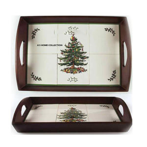 Plateau de Noël en bois et métal, motif étoile, style occidental, vierge pour sublimation, pour fruits secs ou biscuits, décoration d'intérieur - Product Image 2
