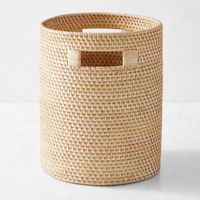 Poubelle moderne en rotin pour bureau et salon, panier à déchets en osier fait main, design écologique