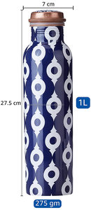 Solimo ขวดทองแดงพิมพ์ลาย,ขวดทองแดงบริสุทธิ์1ลิตรสำหรับการเดินทางยิมโยคะหลากสี - Product Image 4