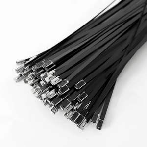 Attaches de câble en acier inoxydable 316 de haute qualité enduites de PVC noir taille 7.9x400 conception autobloquante solide et durable - Product Image 5