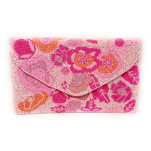 Bolso de mano rectangular rosa hecho a mano con cuentas de poliéster y cadena desmontable para bodas y eventos nocturnos - Product Image 6