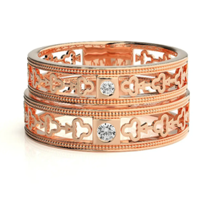 925 Sterling Silver Rose Gold Plated Heart <b>Couple</b> <b>Rings</b> - Product Image 3