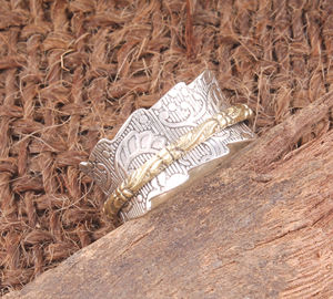 Bague tournante anti-stress en argent sterling 925, motif fleur de mariage, pour femme, bijoux en gros - Product Image 2