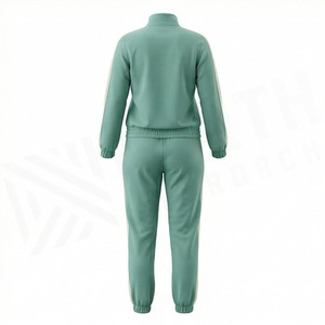 Women's 2 Piece Sporty <b>Tracksuit</b> Set Full Length Solid Color Side Stripe Knitted <b>Polyester</b> Cotton Jogging Suit Regular Fit - Product Image 2