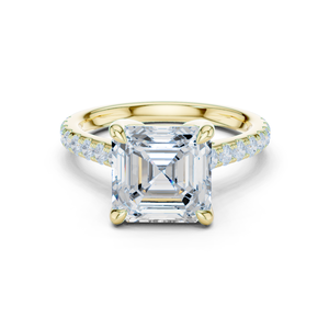 Anillo de compromiso de lujo con diamante solitario talla Asscher cultivado en laboratorio para mujer, oro amarillo de 14k, certificado IGI, a precio de mayorista. - Product Image 1