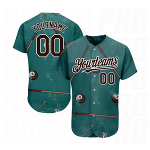 Camiseta de Béisbol Auténtica Personalizada con Diseño 3D en Verde Medianoche, Marrón y Blanco para Billar, Snooker y Bola 8 - Product Image 1