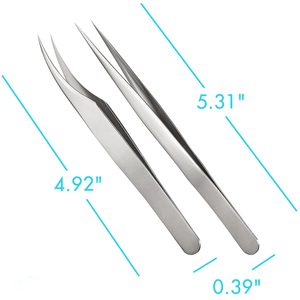 Pinzas para Depilar Cejas con Acabado Mate de 4.92" y 5.31", Pinzas para Pestañas de Uso Profesional en Salón de Belleza, Juego de 2 Pinzas para Pestañas - Product Image 2