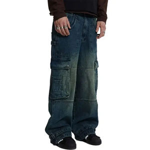 Pantalones Vaqueros Cargo de Mezclilla para Hombre, Estilo Urbano, 6 Bolsillos, Tallas Grandes, Lavados, con Logotipos Personalizados, Servicio OEM, Precio Económico - Product Image 2