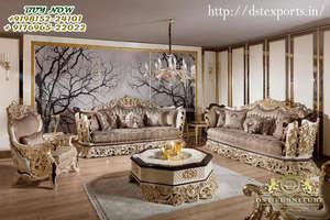 Muebles de Salón de Estilo Francés con Acabado Metálico, Muebles de Salón Clásicos Reales Franceses, Juego de Sofás Europeos Tallados a Mano - Product Image 6