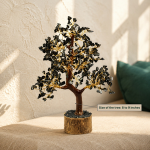 Figurine d'arbre en obsidienne faite à la main avec fil doré, décoration Feng Shui pour la maison, objet d'art de collection, marque SOULWISE du Maharashtra - Product Image 6