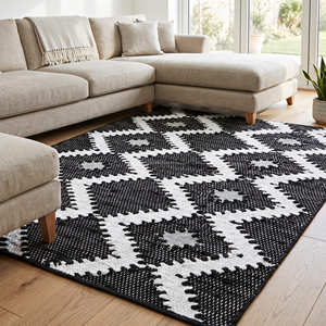 Bathroom Black Indoor <b>Kilim</b> Carpet Non-Slip 5x10 Handwoven Chevron Pattern <b>Runner</b> Rugs for Dining Room Cotton <b>Kilim</b> <b>Runner</b> Rug - Product Image 1