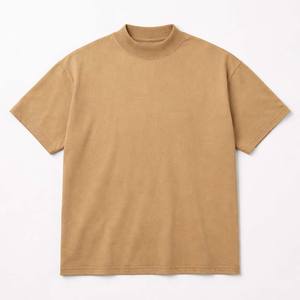 Camiseta de Algodón Beige para Hombre, Cuello Redondo, Estilo Casual, Minimalista, Básica, para Verano - Product Image 1
