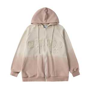 Customized Distressed Embroidery <b>Hoodies</b> with Side <b>Pockets</b> Thick Pullover Boxy Fit Mens <b>Zip</b> up <b>Hoodies</b> For Adults - Product Image 5