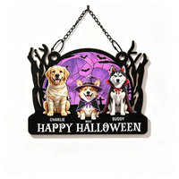 Ornement de fenêtre personnalisé en acrylique, pendentif imprimé couleur inversée (blanc) avec chaîne noire