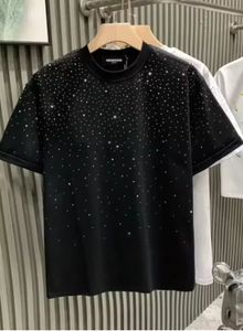 New Luxury Men's T-shirt Hot Diamond Printed Half Sleeve Fashion Round Neck Casual Summer High-end Men <b>Tops</b> T Shirts - Product Image 4