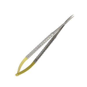 Microtijeras de Acero Inoxidable con Acción de Resorte, 4.5 cm, Borde Curvo Dorado, Microtijeras Quirúrgicas de Precisión para Uso Médico - Product Image 2