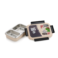 Boîte à lunch moderne pour enfants en acier inoxydable isolé de qualité alimentaire, légère, à deux compartiments, hermétique, compatible micro-ondes, facile à utiliser