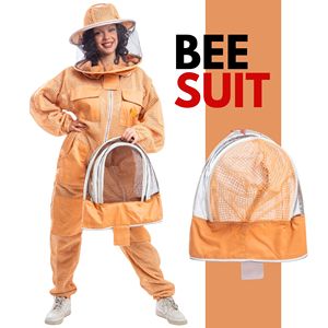 Traje de Apicultura con Doble Velo, Ajuste Regular, Resistente al Calor (100-150°C), Protección Nivel D, Costuras Reforzadas, Mangas de Poliéster, Color Arena - Product Image 1