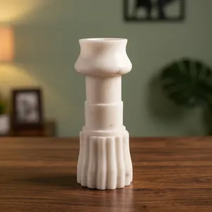 Marble Round <b>Candle</b> Holder Tabletop Indoor Traditional Design Durable Living Room Decor All Seasons - Product Image 3